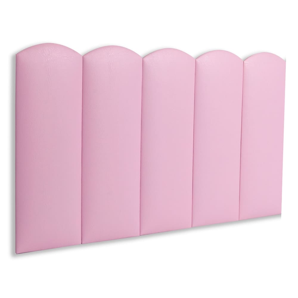 Cabeceira Solteiro Estofada Kit 5 Placas Nuvem - Courino Rosa