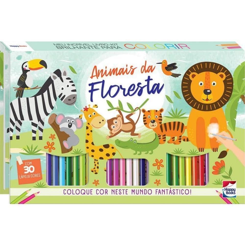 Meu Incrível Livro Kit Brilhante Colorir Animais Da Floresta
