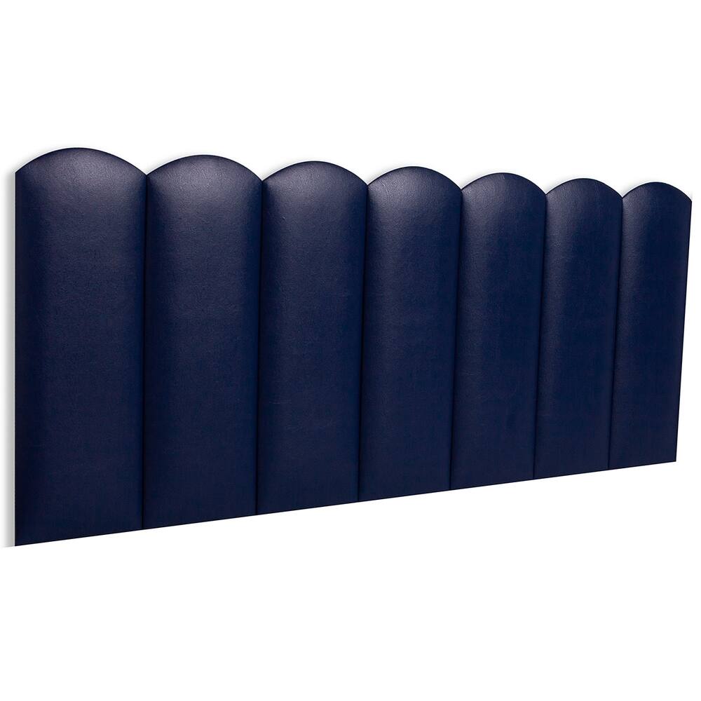 Cabeceira Casal Estofada Kit 7 Placas Nuvem - Courino Azul