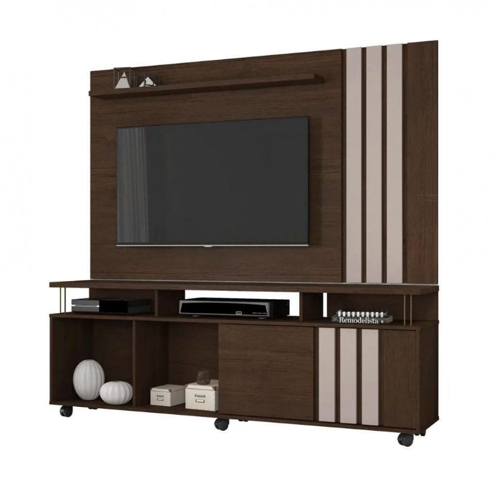Painel Com Rack Atraente Tv Até 70 Polegadas Jcm Móveis Cacau - Off White