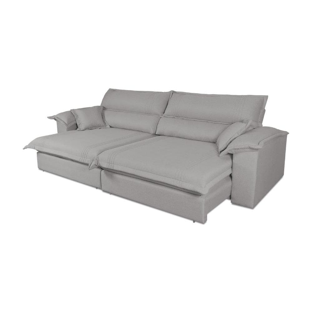 Sofá Retrátil Reclinável 3,00m Nivus Cinza Molas Ensacadas - King House