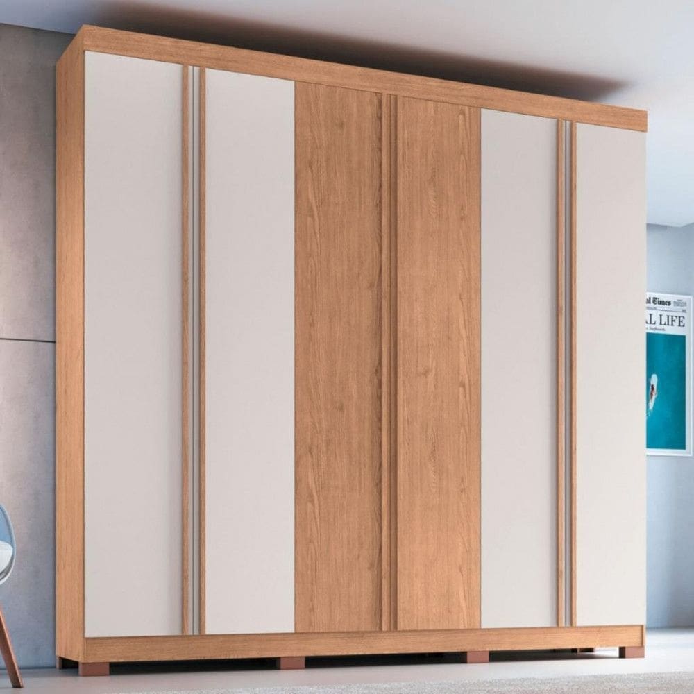 Guarda Roupa Casal 6 Portas 4 Gavetas Eros Móveis Castro