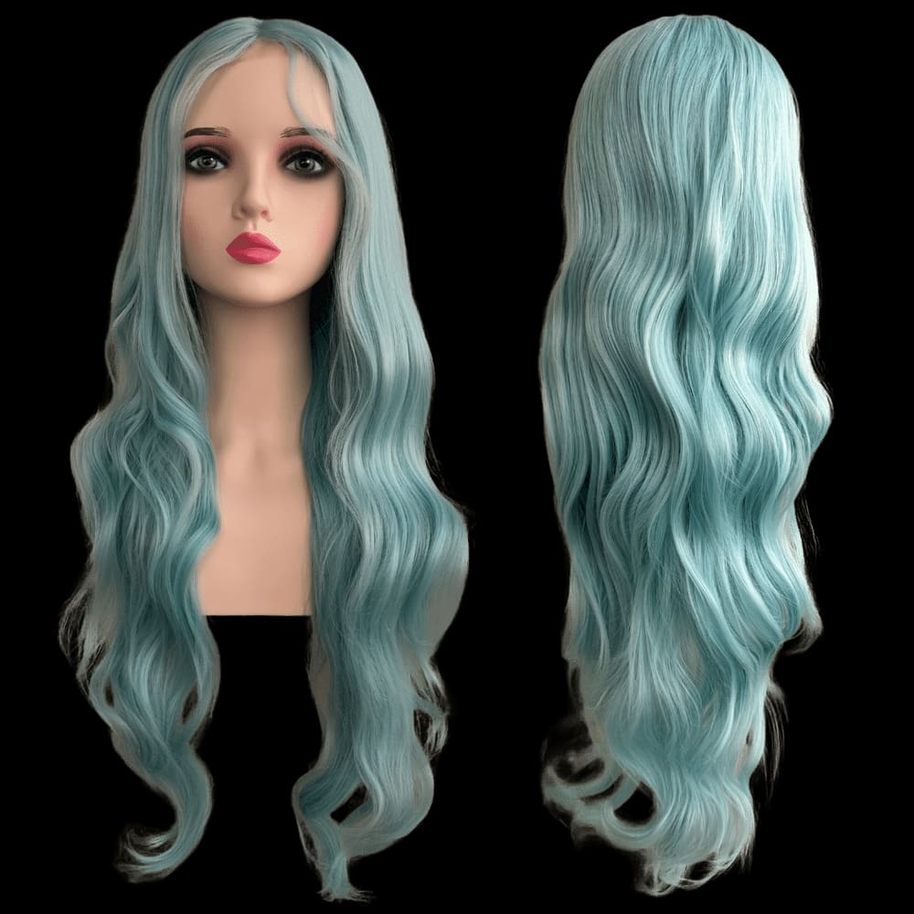Peruca Mini Lace Meio Lisa Ondulada Futura Azul Claro Bebê