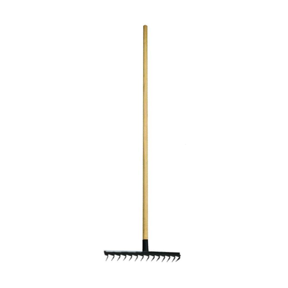 Ancinho 16 Dentes Aço Carbono Cabo Madeira Pra Limpeza 125cm