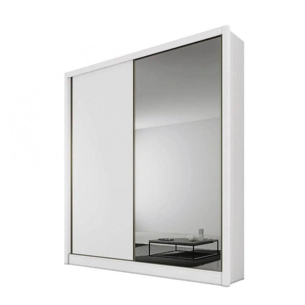 Guarda Roupa Solteiro Virtus Com Espelho Mdf 3 Gavetas Branco
