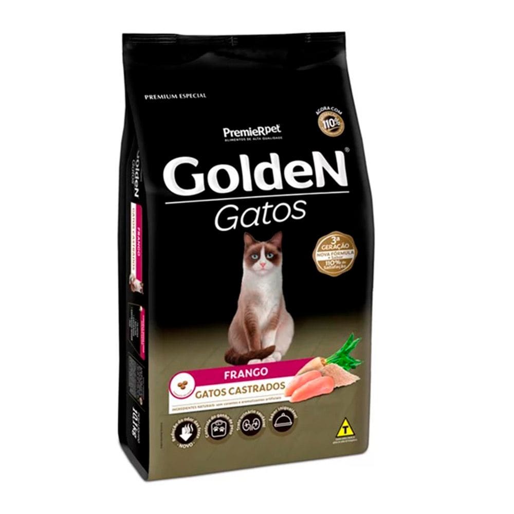 Ração Premier Golden para Gatos Adultos Castrados Frango 10,1kg