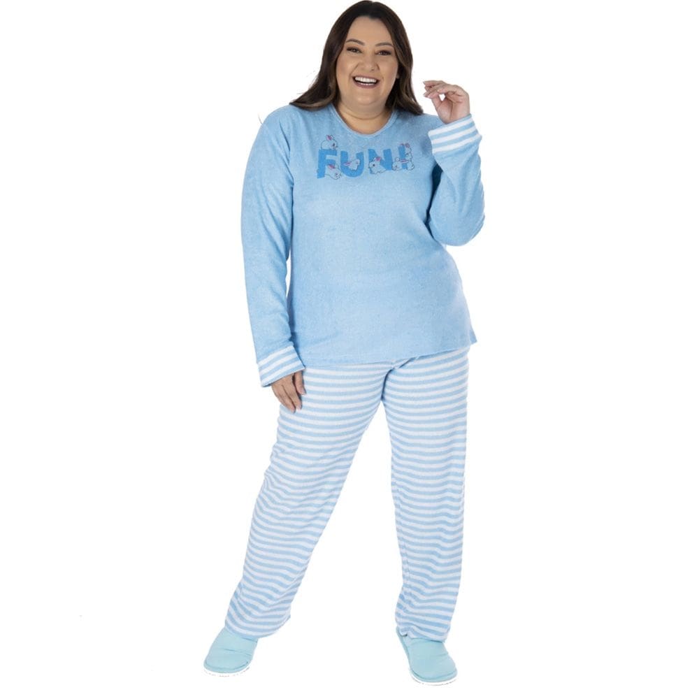 Pijama De Inverno Feminino Plus Size Plush Tamanho Especial