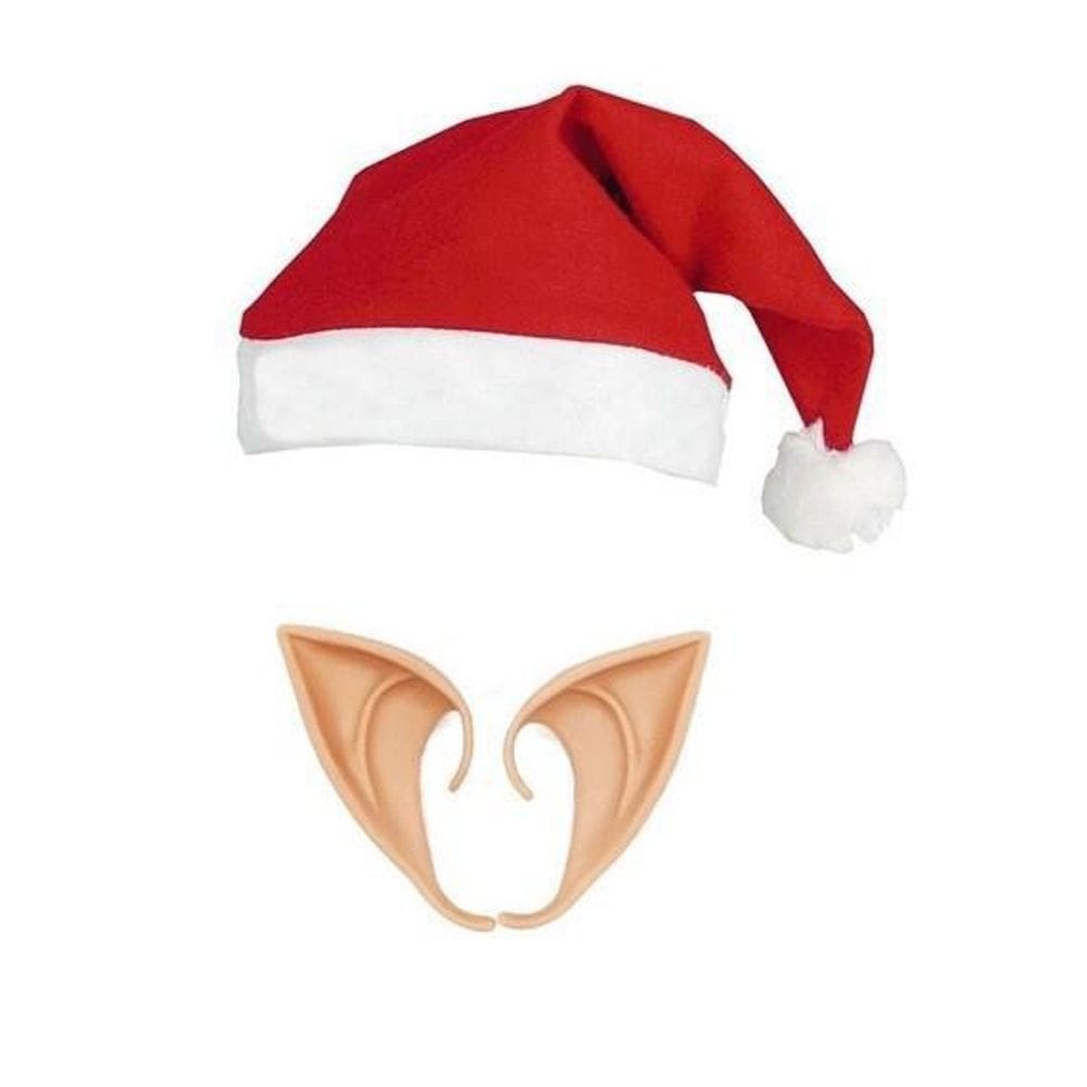 Kit Gorro Papai Noel E Orelhas Duende Elfo Para Natal