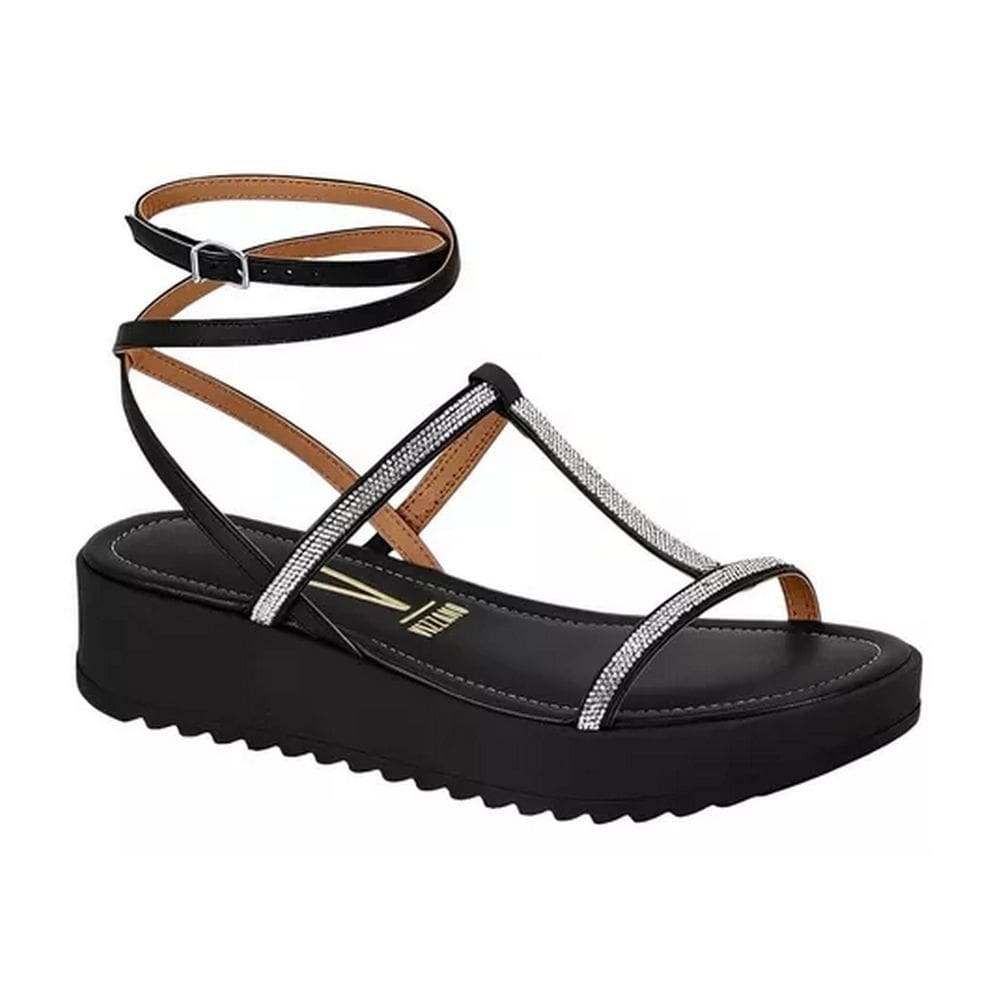 Sandalia Papete Feminina Plataforma Com Strass Alta 6492.316