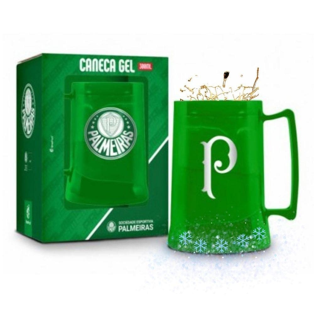 Caneca Copo Verde Gel 300Ml Térmica Chopp Cerveja Time Clube
