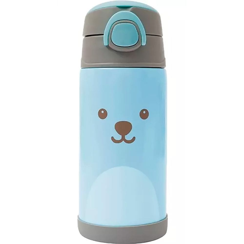 Garrafinha Térmica Parede Dupla com Canudo de Silicone Gumy Azul 400ml 12109 - Buba