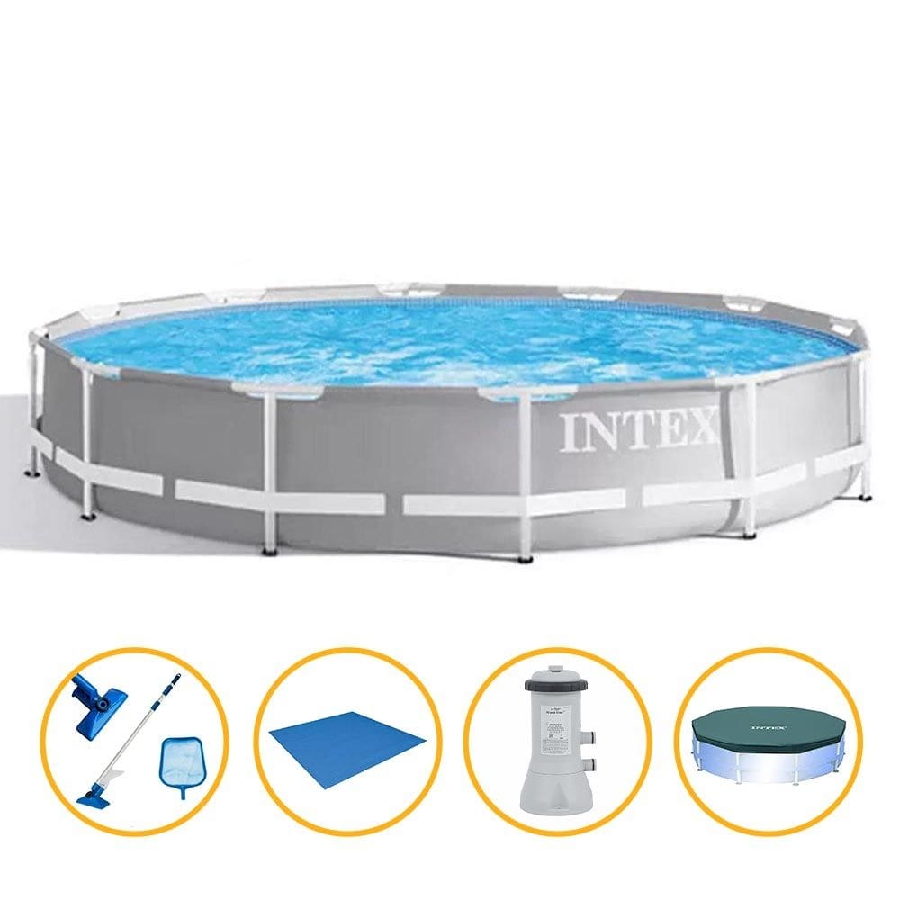 Piscina Estrutural 6.503 Litros Armação Prism + Capa + Filtro + Forro + Kit Limpeza- Intex