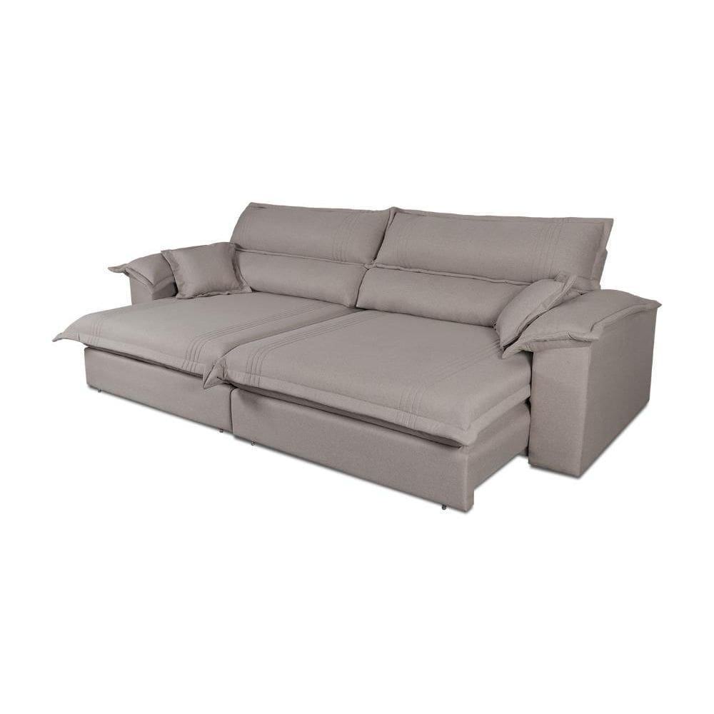 Sofá Retrátil Reclinável 2,30m Nivus Marrom Molas Ensacadas - King House