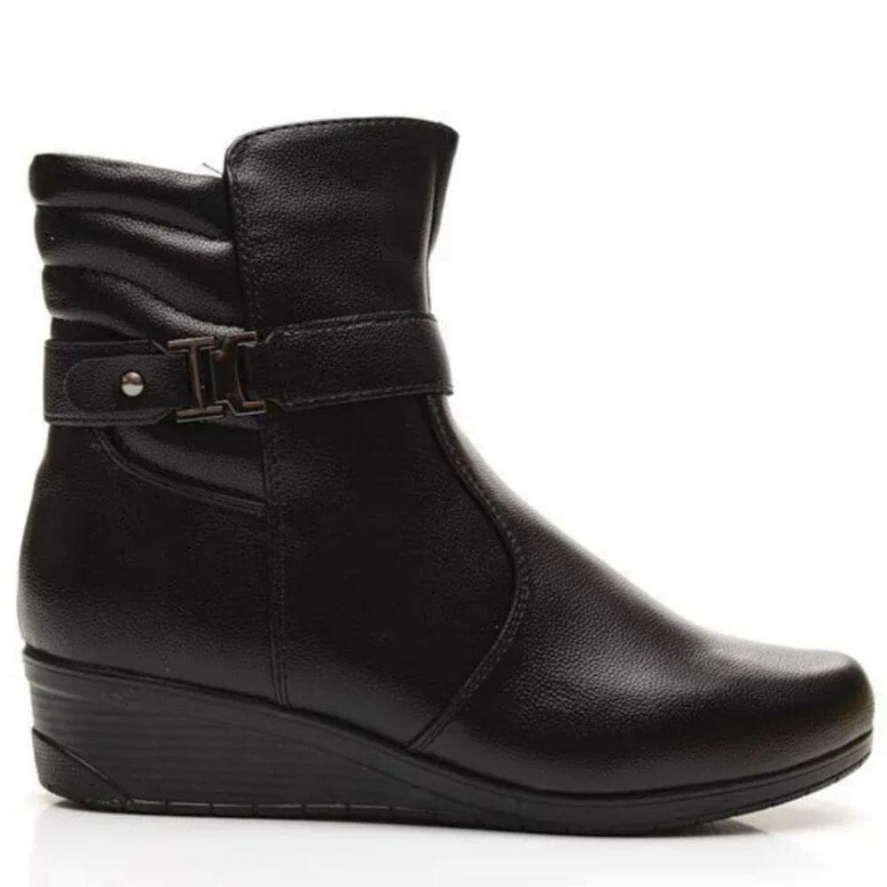 Bota Feminina Casual Conforto Cano Baixo Salto Baixo Zíper Lateral Mooncity 71106