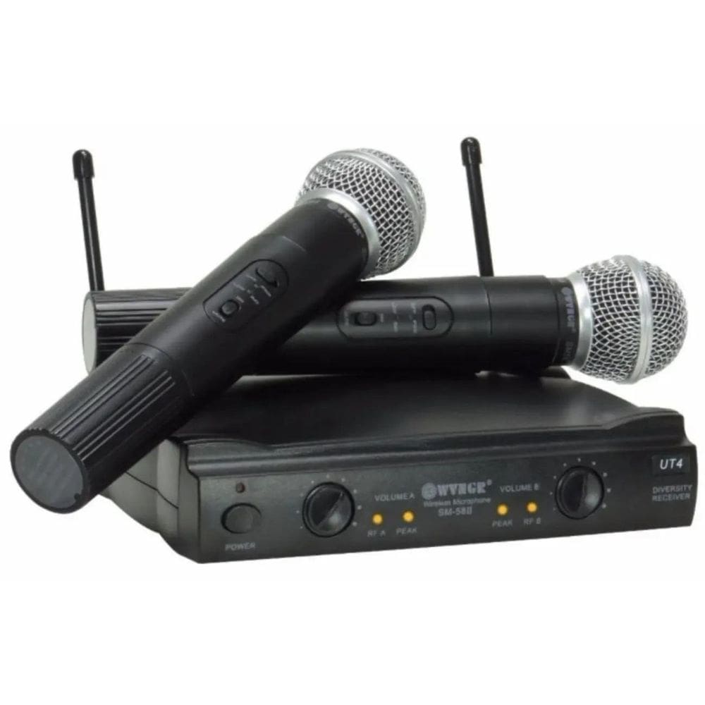 Microfone sem fio duplo uhf pro wvngr sm-58 ii bivolt