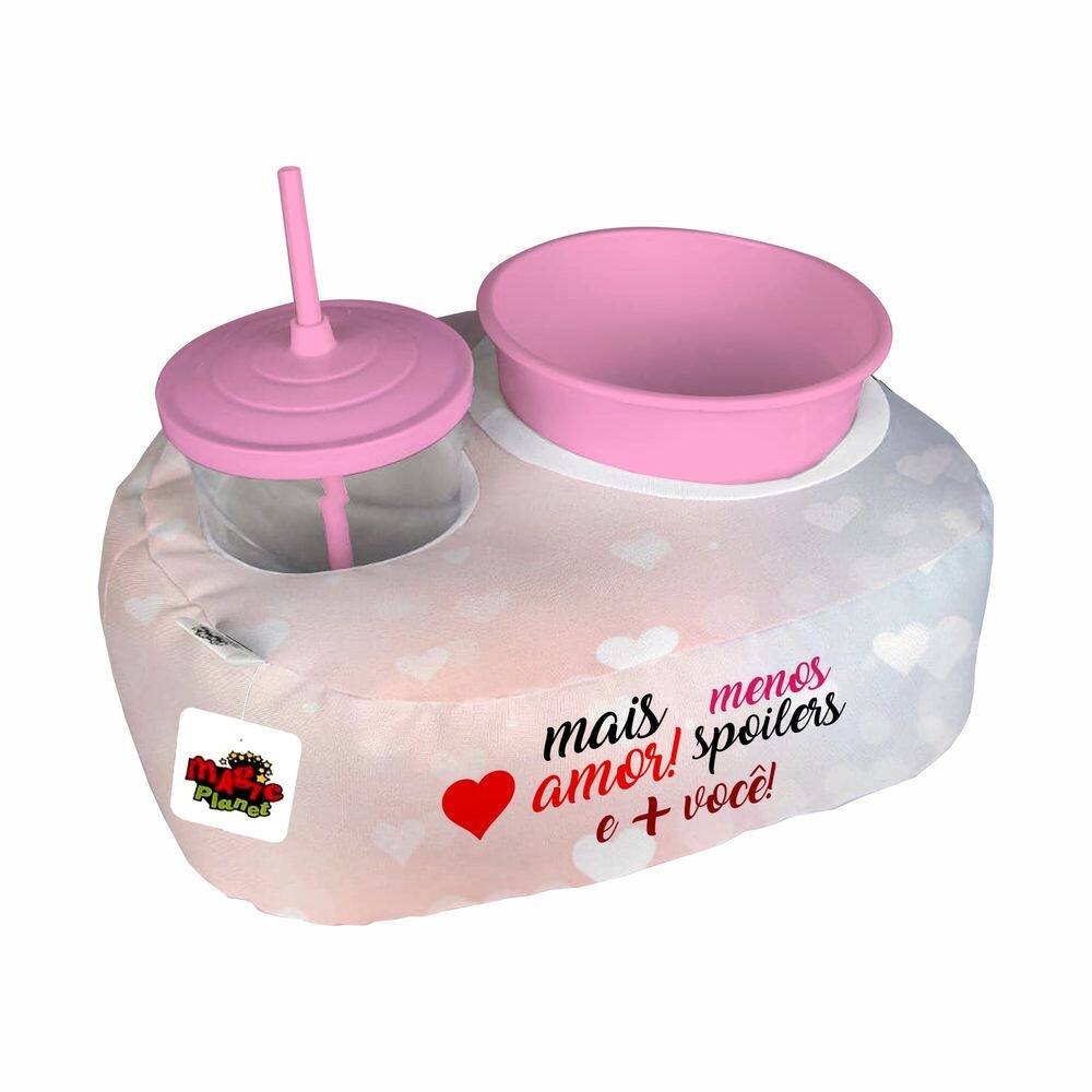 Almofada Kit Pipoca Cinema 1 Copo Canudo Balde Namorados Mais Amor Menos Spoiler e + Você