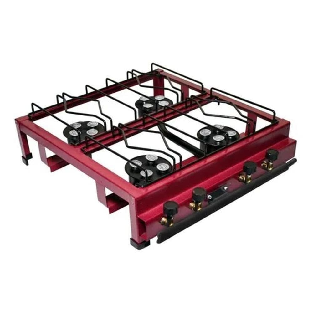 Fogão industrial 4 bocas alta pressão lx roa com mangueira