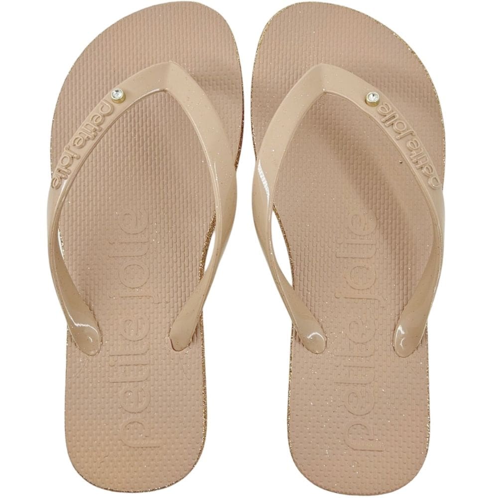 Chinelo Dedo Feminino Casual Dia a Dia com Brilho Borracha Petite Jolie Pj6970