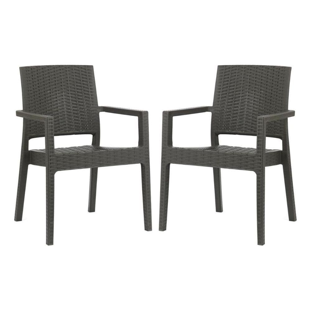2 Poltronas Milano Cinza Vime Rattan Sintetico Jardim