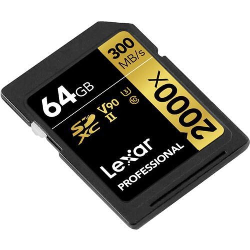 Cartão memória lexar sd xc 64gb 2000x uhs-ii 300mb/s v90