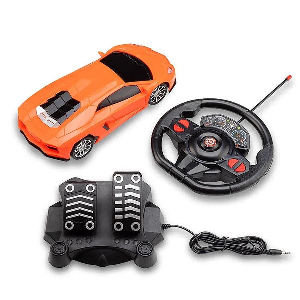 Carrinho Racing Control Nitro com Volante e Pedal Laranja BR1144 - Multikids