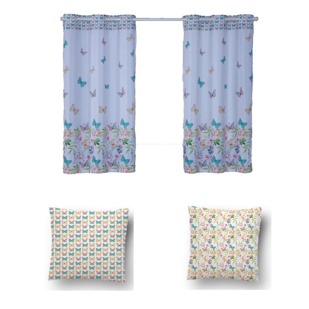 Kit De Cortina De 2 Metros + 2 Almofadas Infantis Kids
