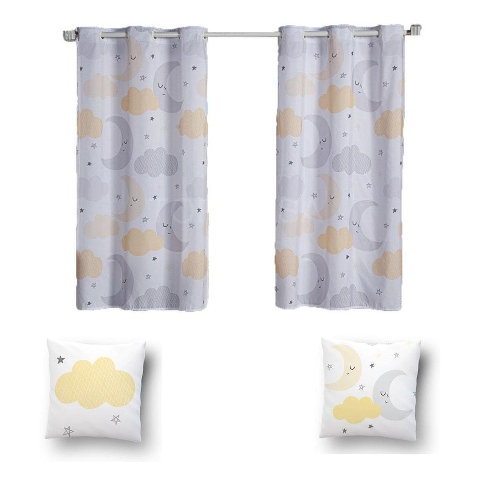 Kit De Cortina De 2 Metros + 2 Almofadas Infantis Kids