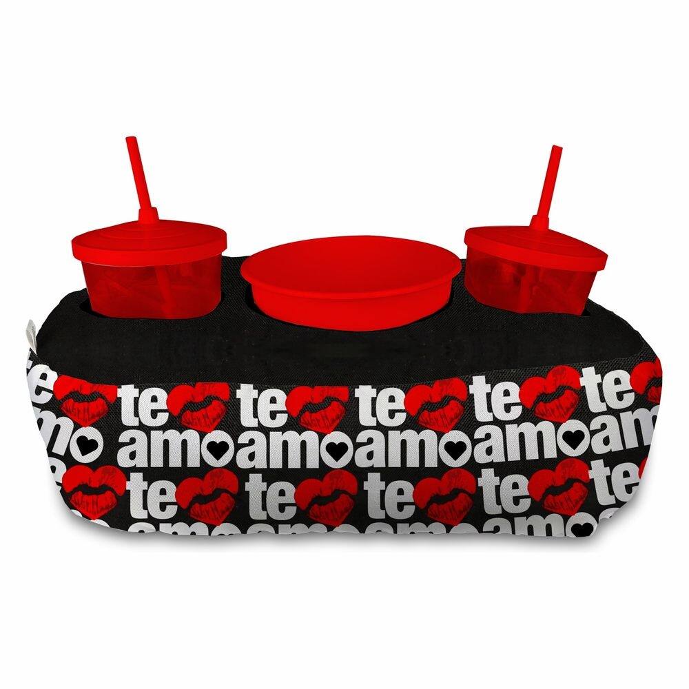 Almofada Kit Cinema Pipoca 2 copos canudo e balde Namorados Te Amo