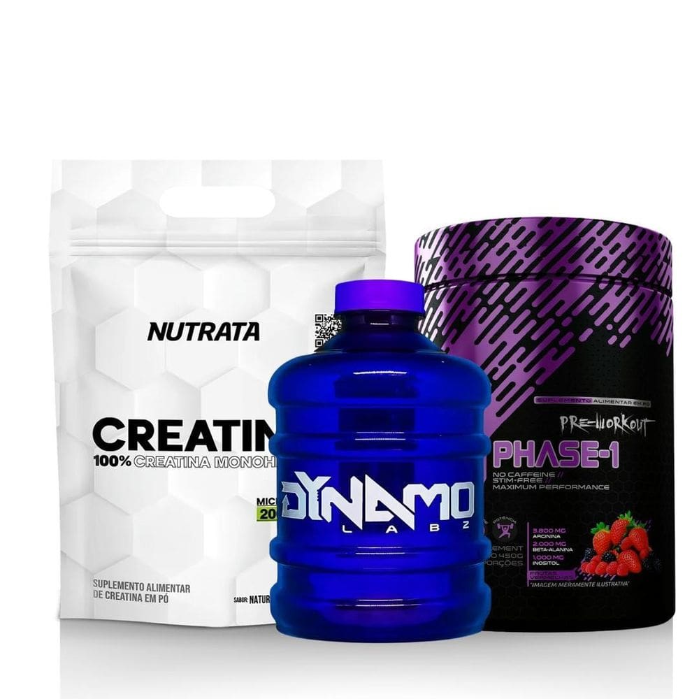 Kit Creatin Up 100% Pura 300G + Phase-1 Dynamo 450G + Galão