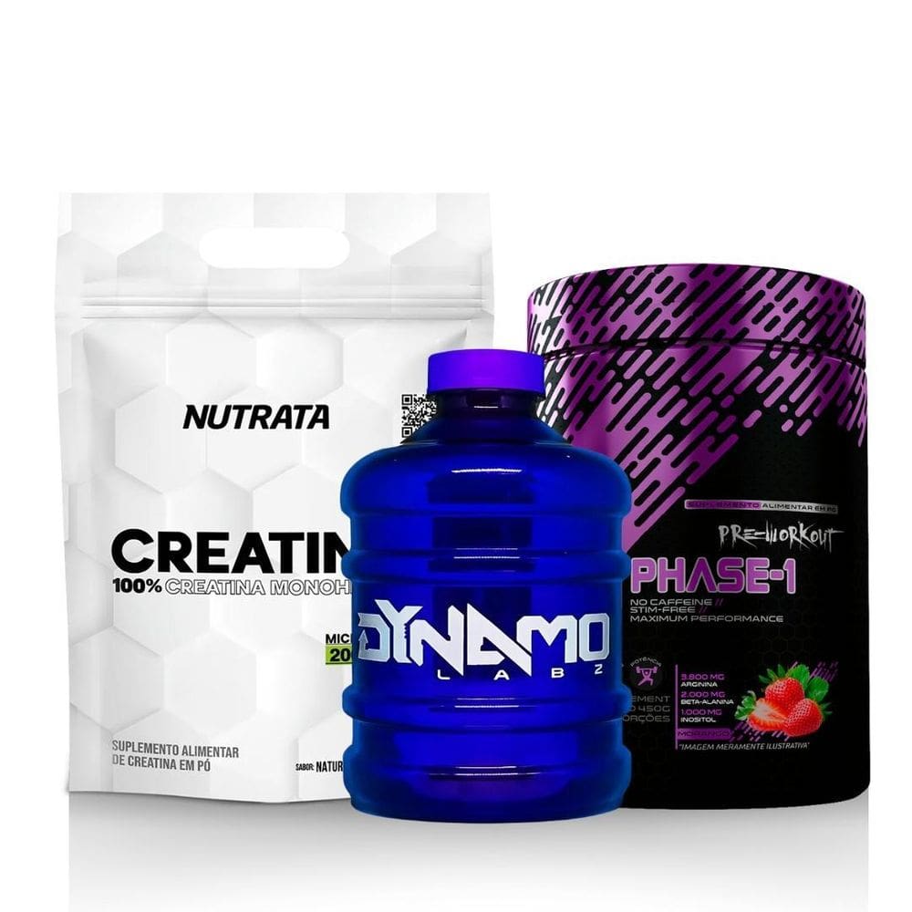 Kit Creatin Up 100% Pura 300G + Phase-1 Dynamo 450G + Galão