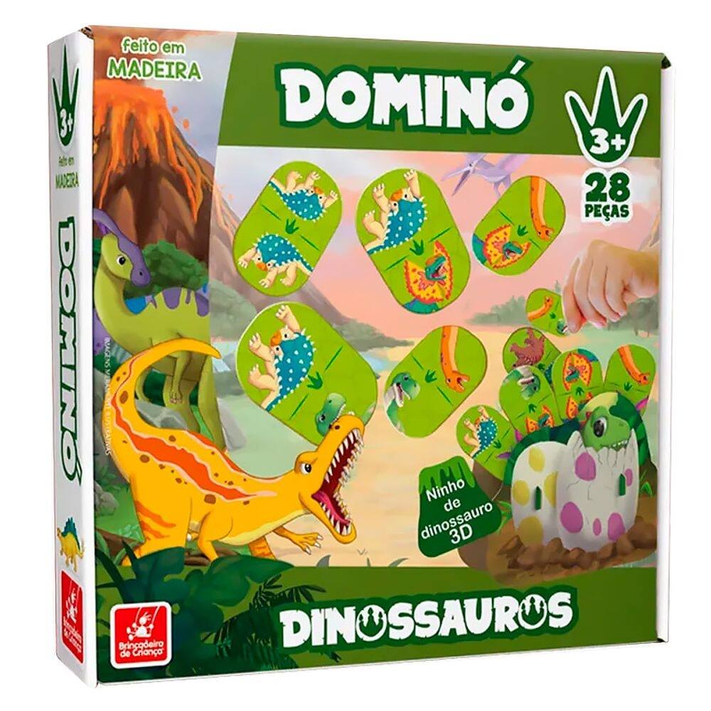 Dominó Dinossauro em madeira 28 pçs 2426 - Brincadeira de Criança