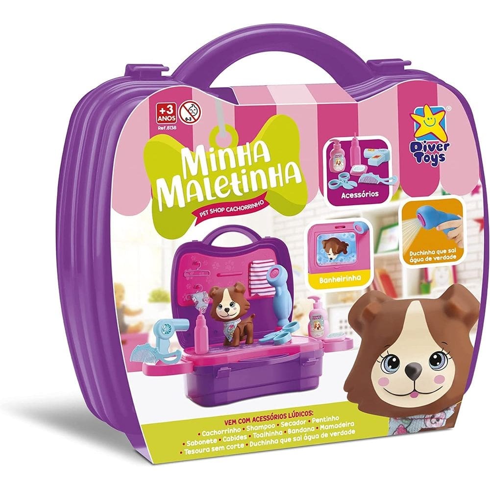 Minha Maletinha Pet Shop com Cachorrinho e Acessórios 8138 - Divertoys