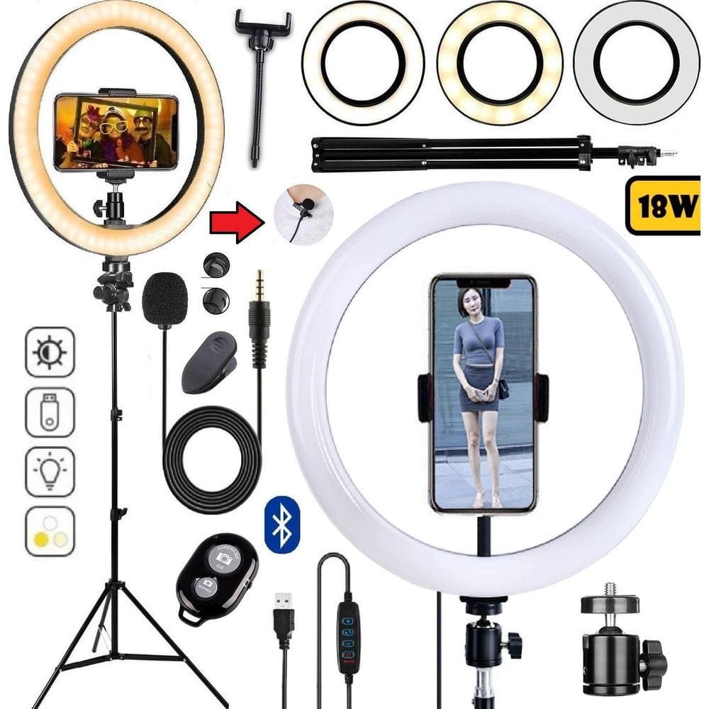 Ring light profissional anel led iluminação completo tripé