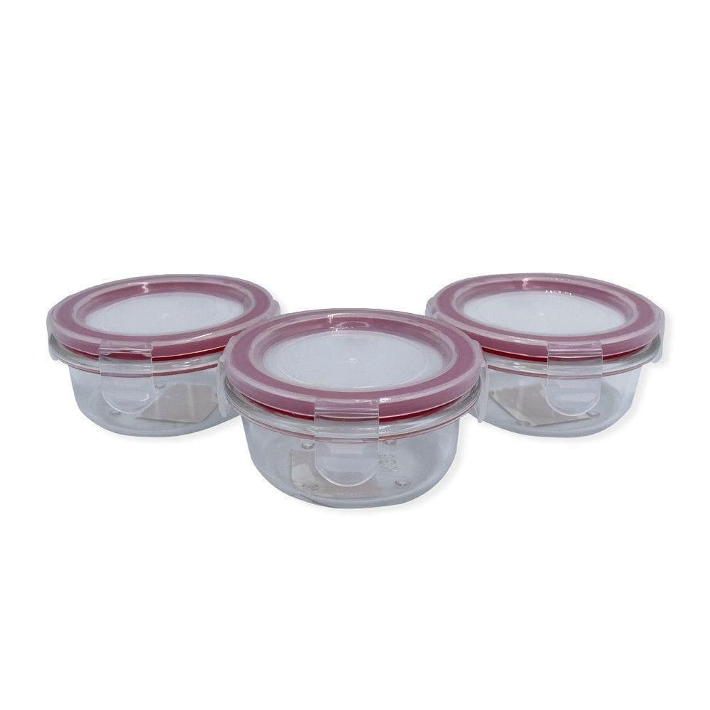 Conjunto 3 Potes De Vidro Com Tampa Hermética Quadrado Tipo:redondo