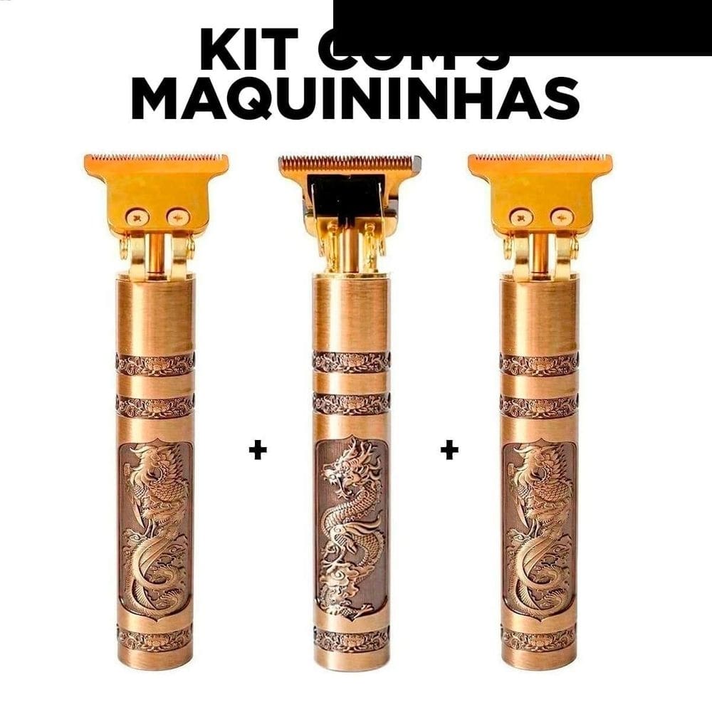 Kit 3 Maquininhas Barbeadores Retro Corte Cabelo Barba