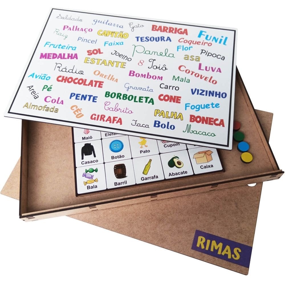 Jogo Educativo para Educação Infantil Rimas Lince de Madeira MDF Zanline