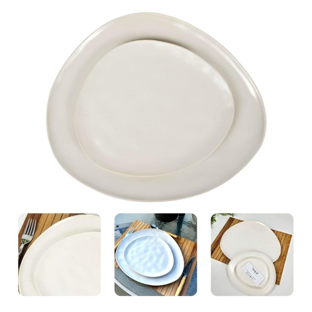 Jogo De Prato Jantar E Sobremesa Branco 32/23Cm Cerâmica 2Pc