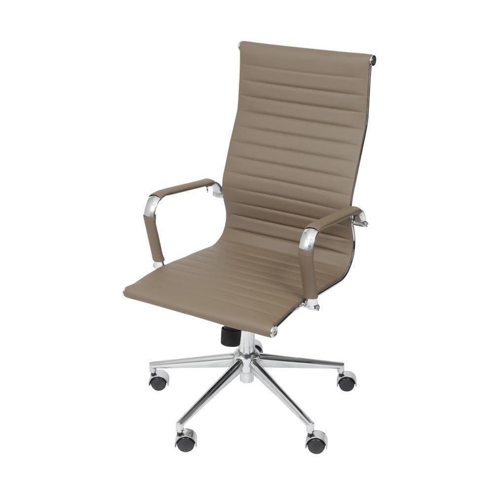 Cadeira Giratória Alta Office Esteirinha Em Pu Fendi Base Rodízio Cromado