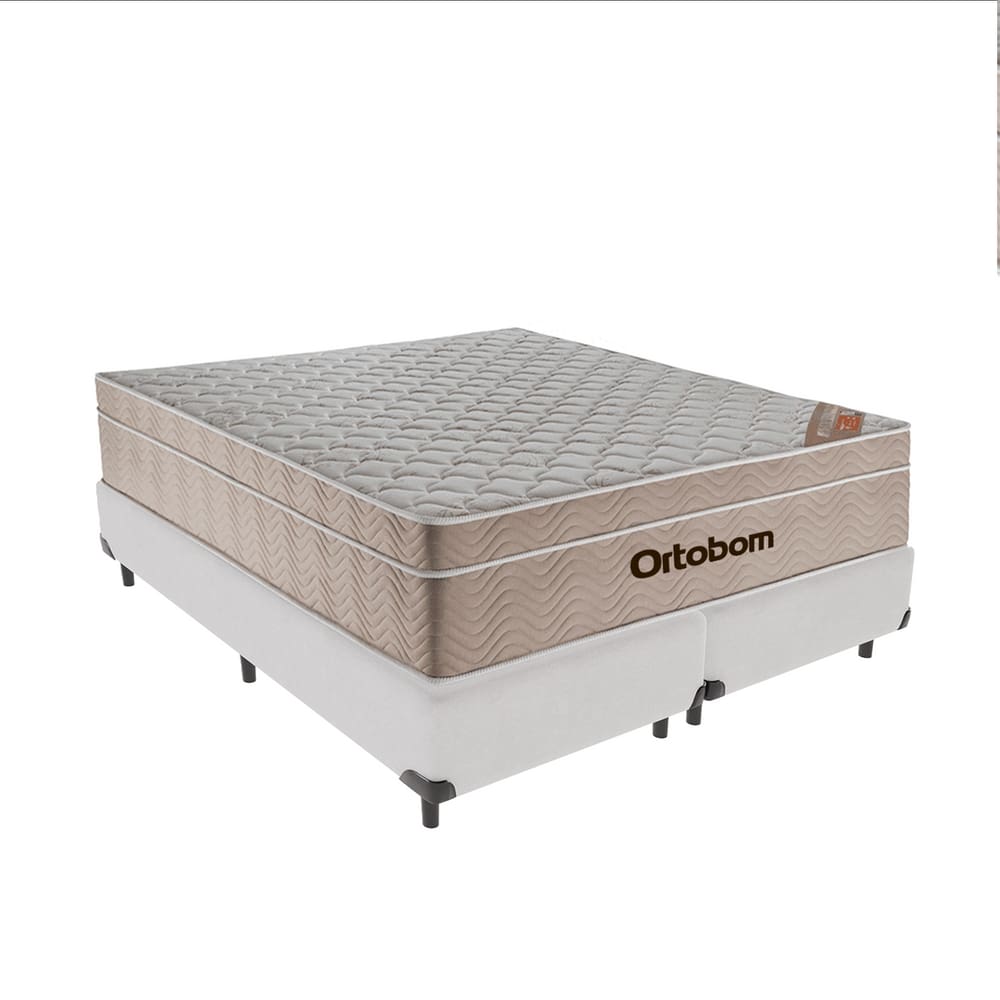 Cama Box Branco e Colchão Airtech SpringPocket Queen Ortobom