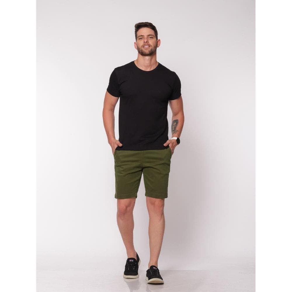 Bermuda 7899 Verde Elástico Sarja [F075]