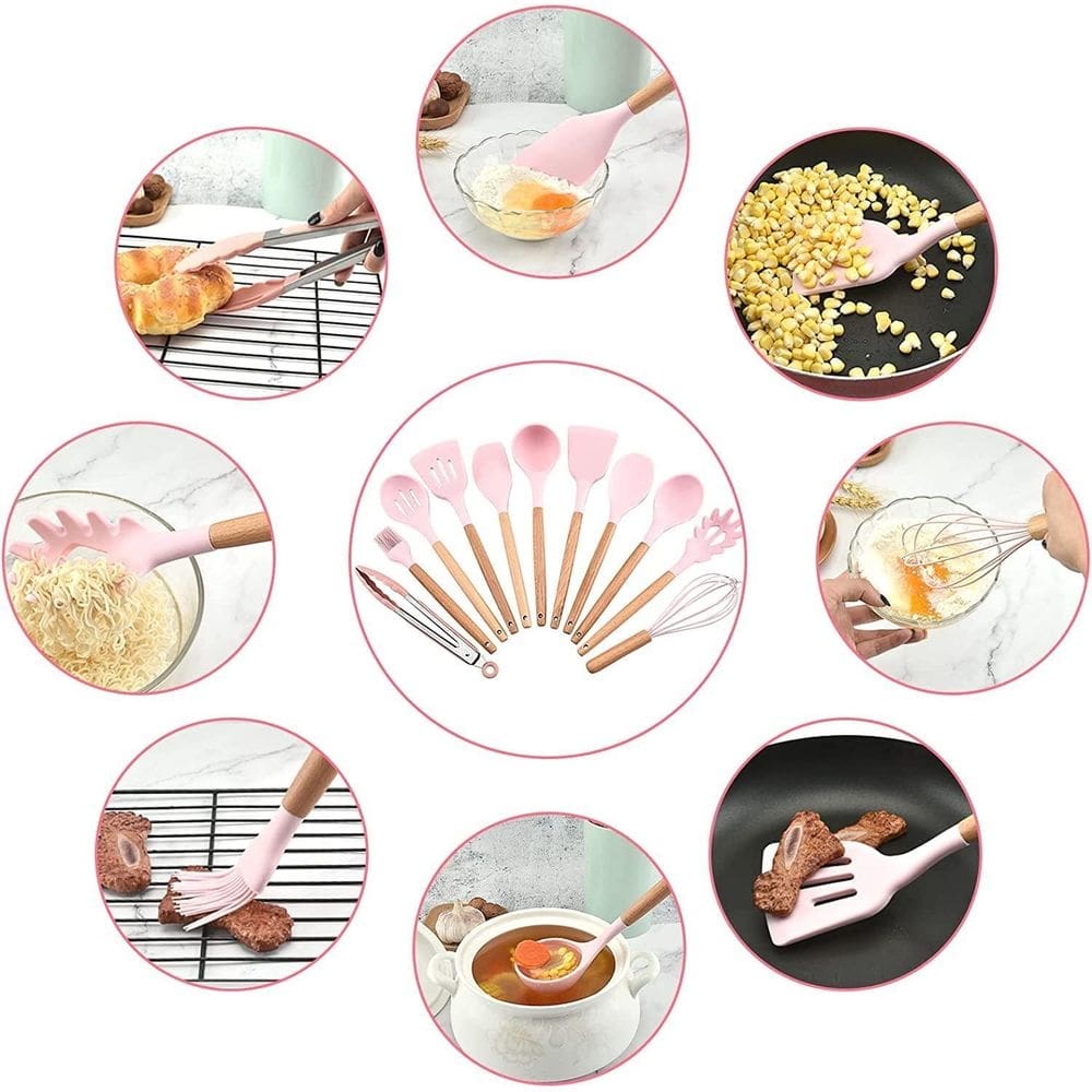 Conjunto Kit 11 Peças Utensílios Cozinha Silicone Não