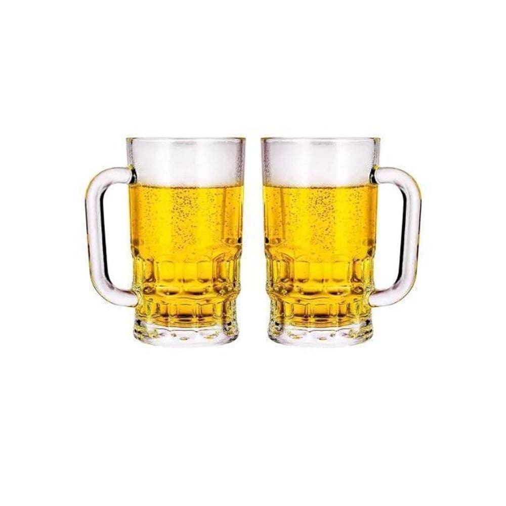 Kit Com 2 Canecas De Chopp Cerveja De Vidro 360Ml