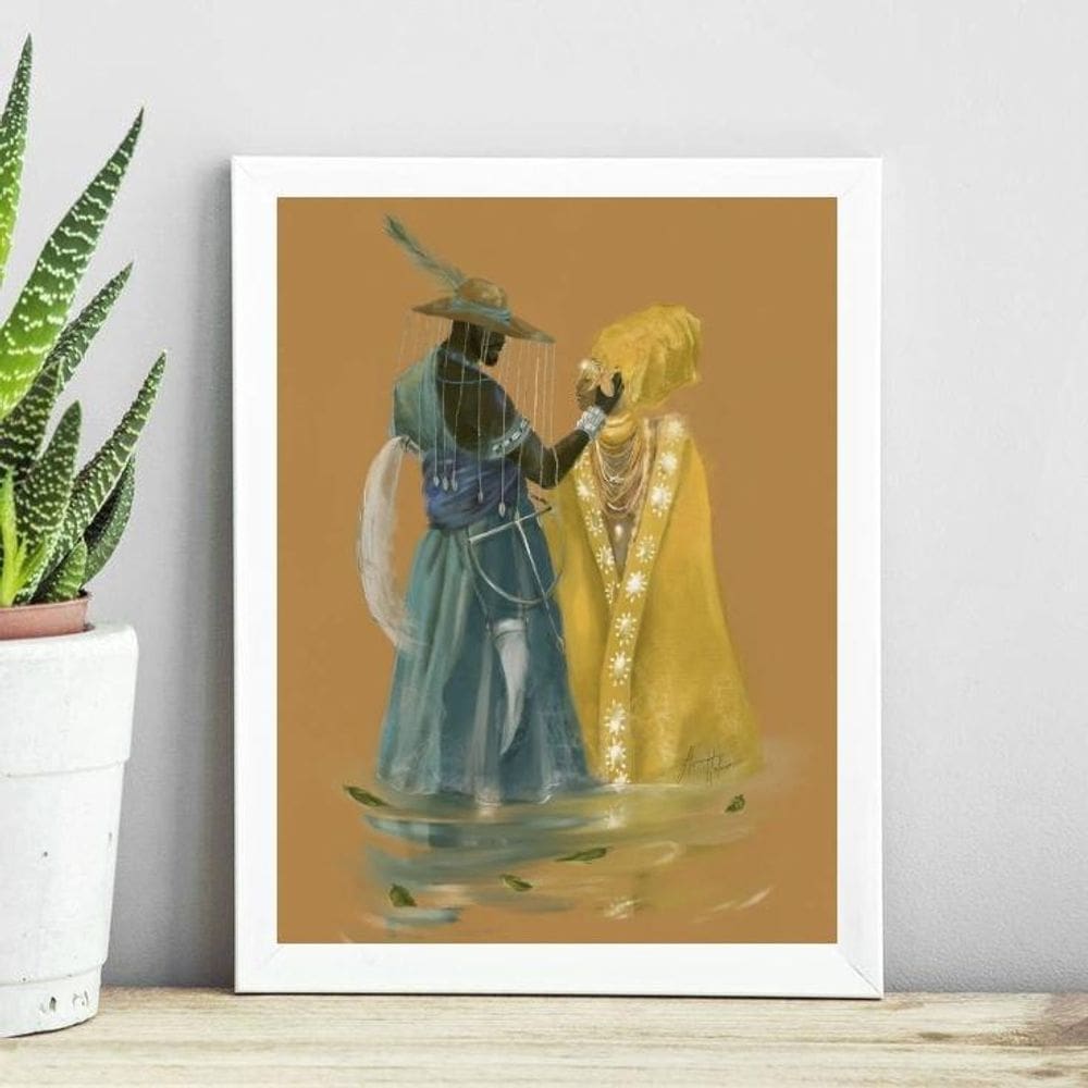 Quadro Candomblé Oxum E Logun 33X24Cm