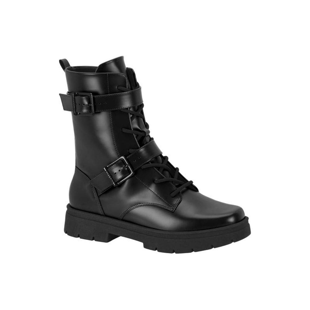 Bota Coturno Feminina Tratorada Vizzano Cano Médio Fivelas