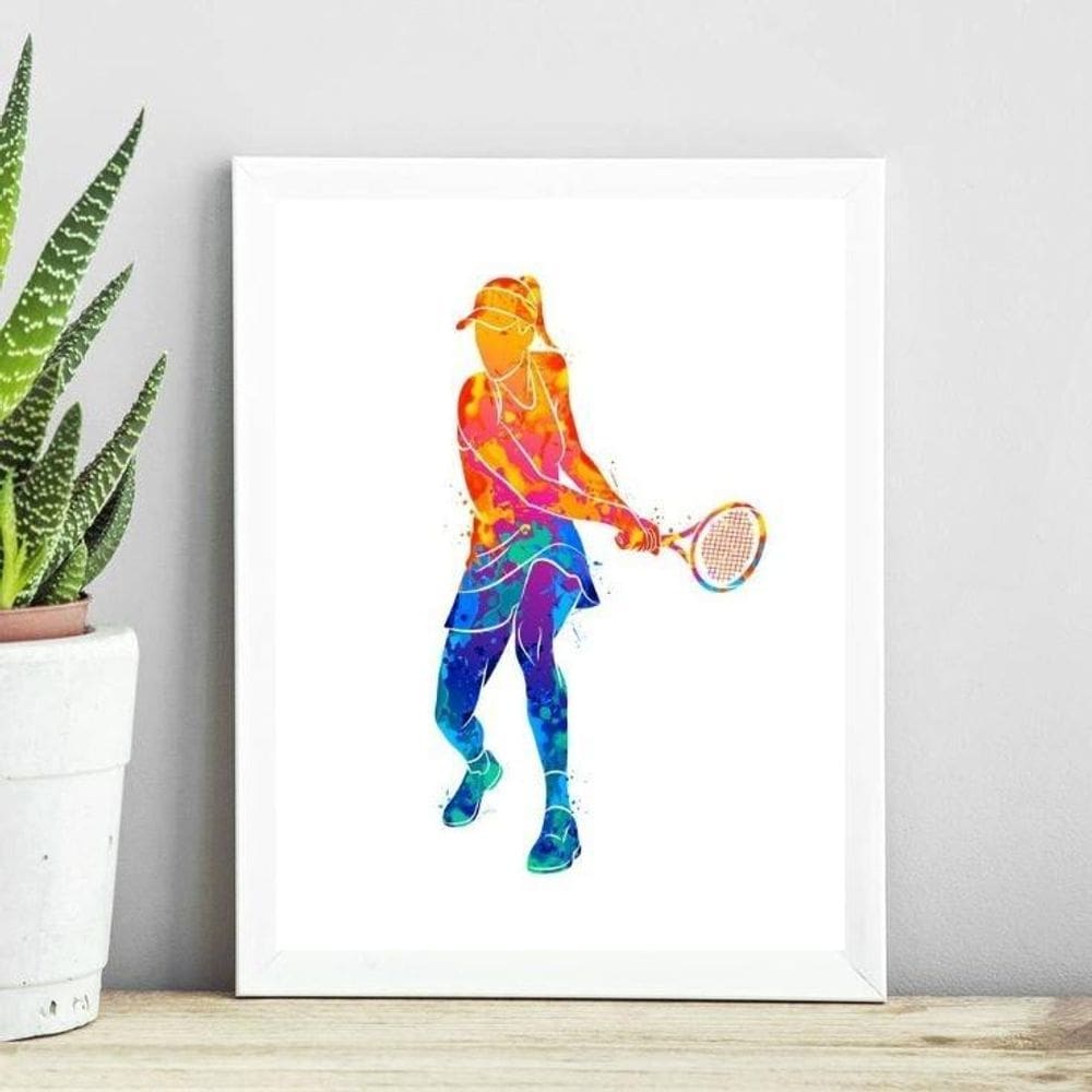 Quadro Jogadora De Tênis 33X24Cm - Com Vidro