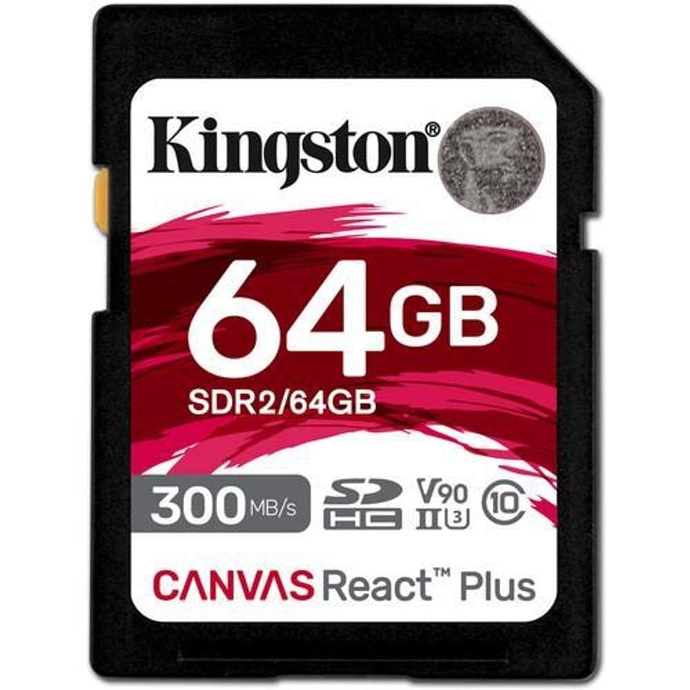 Cartão memória kingston sd xc 64gb react plus 300mb/s uhs-ii