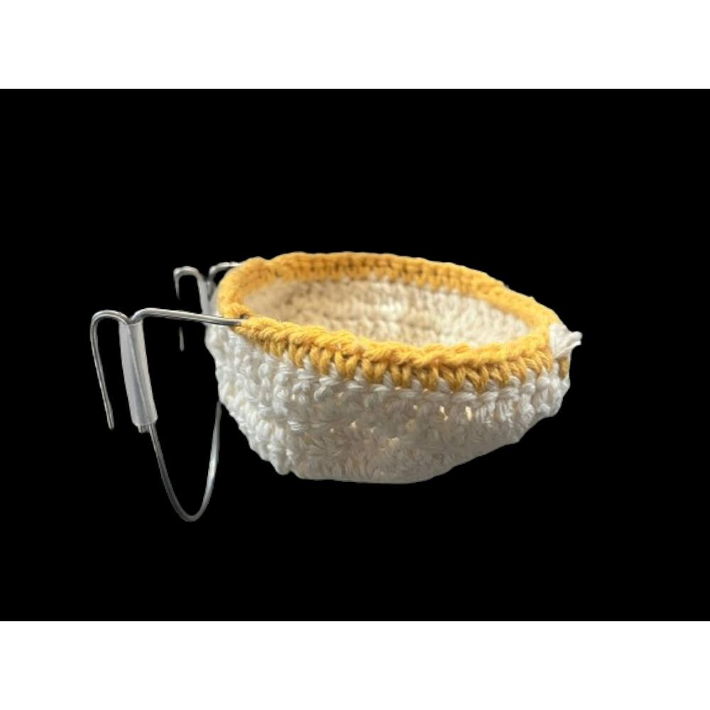 Ninho Crochê com Suporte Vertical - Canário de Cor e Azulao - Borda Amarela
