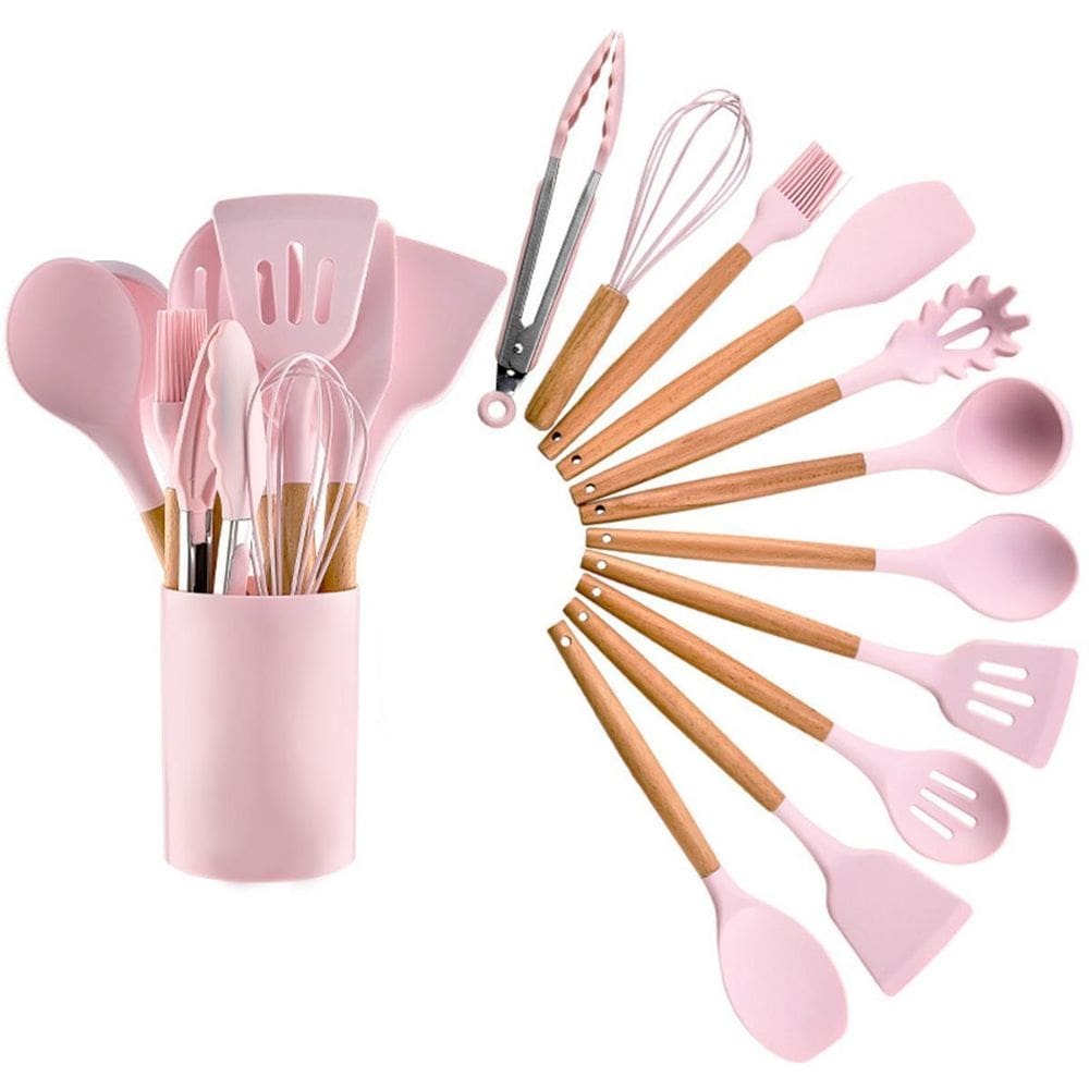 Conjunto 11 Peças E Suporte Utensílios De Cozinha Silicone