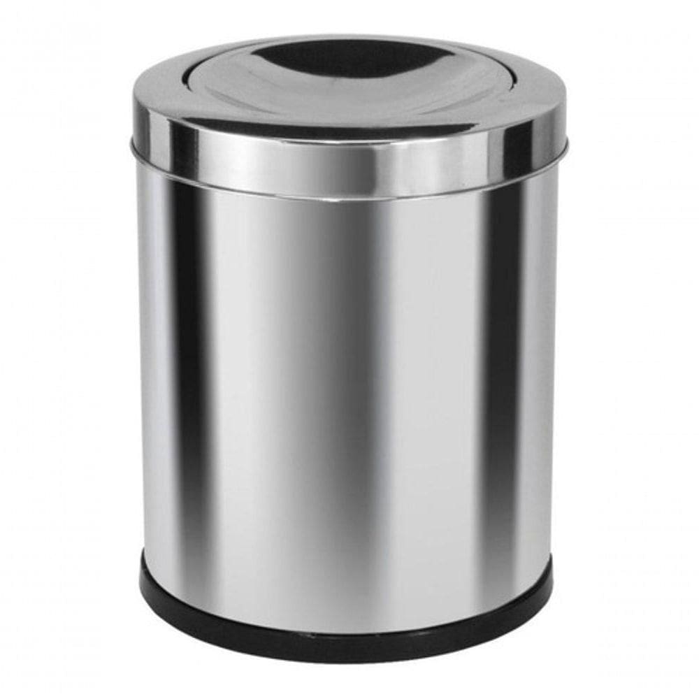 Lixeira Em Inox Com Tampa Meia Esfera Inox 13,5L Cinza