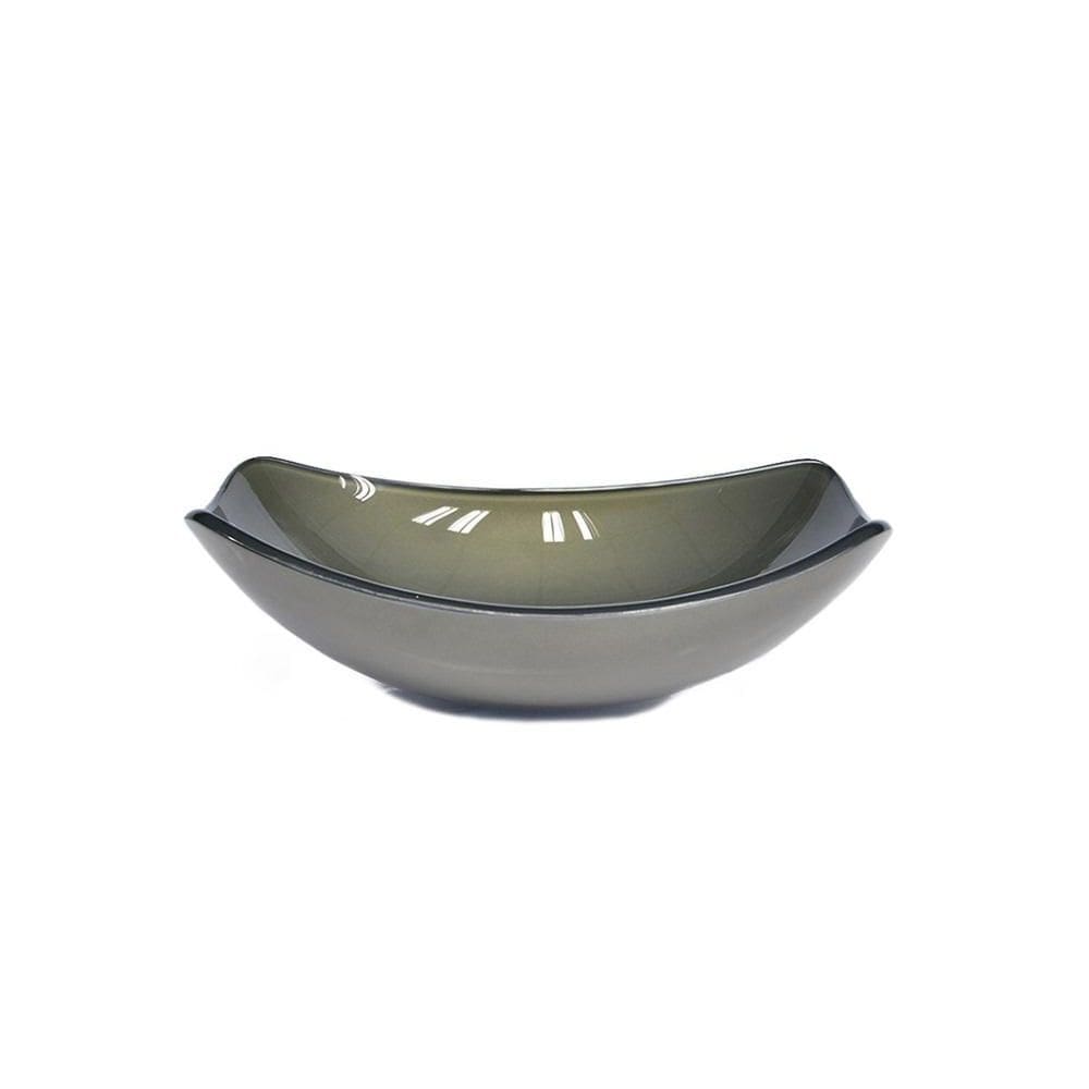 Cuba De Vidro Oval Chanfrada 46Cm Ouro Envelhecido